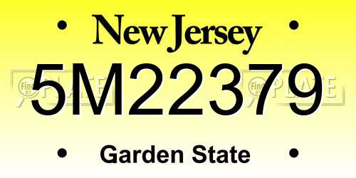 5M22379 New Jersey License Plate