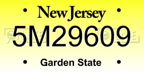 5M29609 New Jersey License Plate