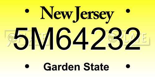 5M64232 New Jersey License Plate