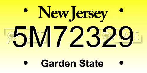 5M72329 New Jersey License Plate