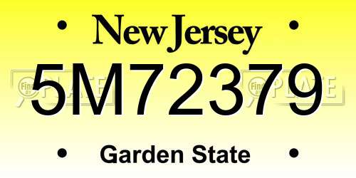 5M72379 New Jersey License Plate