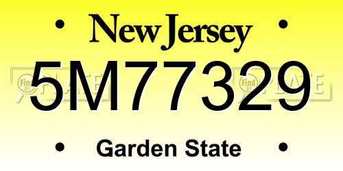 5M77329 New Jersey License Plate