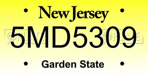 5MD5309 New Jersey License Plate