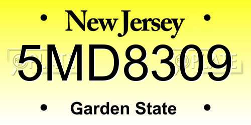 5MD8309 New Jersey License Plate