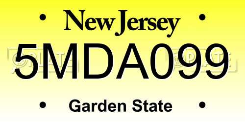 5MDA099 New Jersey License Plate