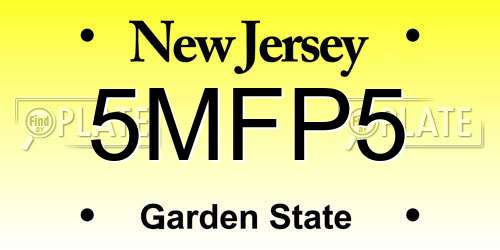 5MFP5 New Jersey License Plate