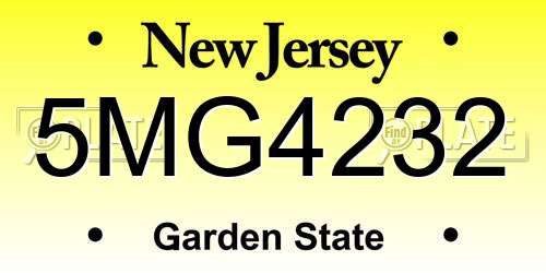 5MG4232 New Jersey License Plate