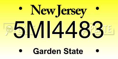 5MI4483 New Jersey License Plate