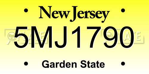 5MJ1790 New Jersey License Plate