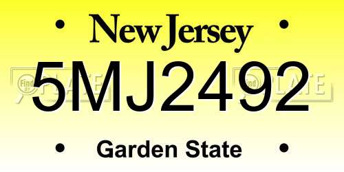 5MJ2492 New Jersey License Plate