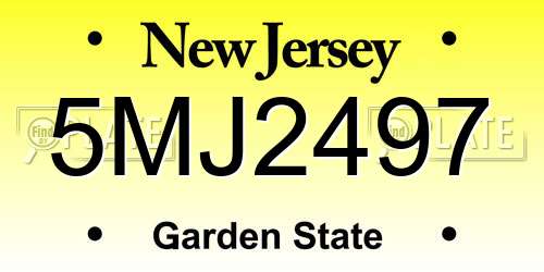 5MJ2497 New Jersey License Plate