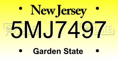 5MJ7497 New Jersey License Plate