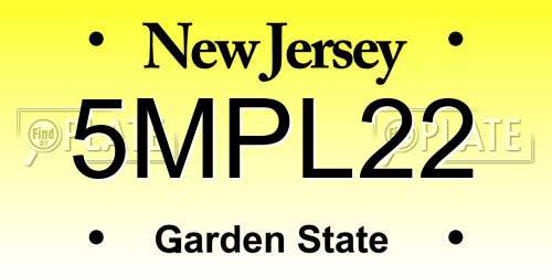 5MPL22 New Jersey License Plate