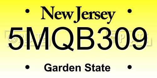 5MQB309 New Jersey License Plate