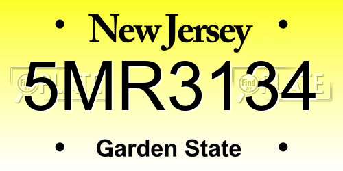 5MR3134 New Jersey License Plate