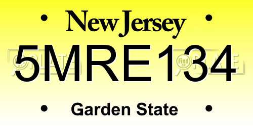 5MRE134 New Jersey License Plate