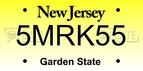 5MRK55 New Jersey License Plate