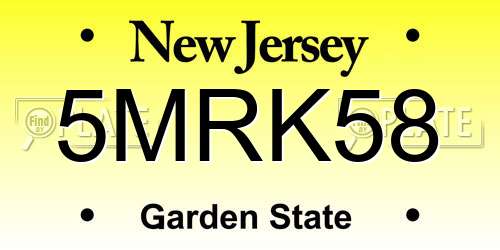 5MRK58 New Jersey License Plate