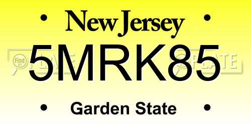 5MRK85 New Jersey License Plate
