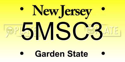 5MSC3 New Jersey License Plate