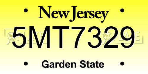 5MT7329 New Jersey License Plate