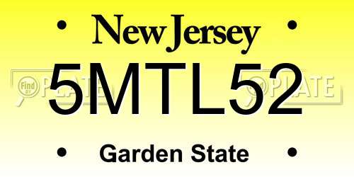 5MTL52 New Jersey License Plate
