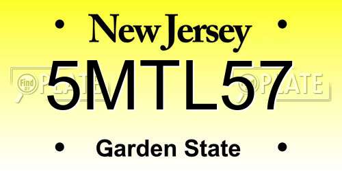 5MTL57 New Jersey License Plate