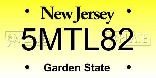 5MTL82 New Jersey License Plate