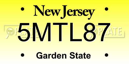 5MTL87 New Jersey License Plate