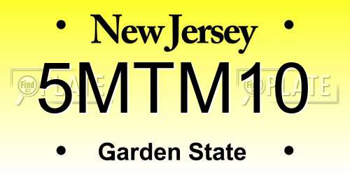 5MTM10 New Jersey License Plate