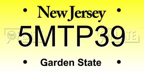 5MTP39 New Jersey License Plate