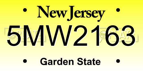 5MW2163 New Jersey License Plate