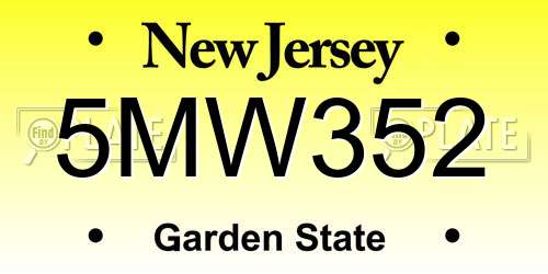 5MW352 New Jersey License Plate