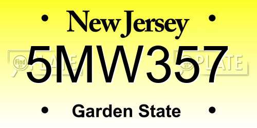 5MW357 New Jersey License Plate