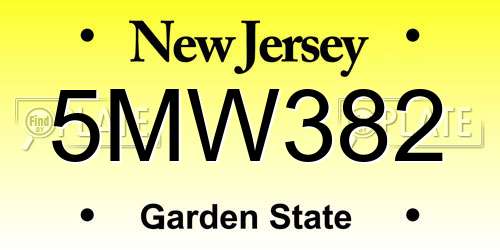 5MW382 New Jersey License Plate