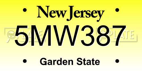 5MW387 New Jersey License Plate