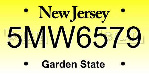 5MW6579 New Jersey License Plate