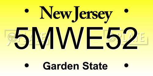 5MWE52 New Jersey License Plate