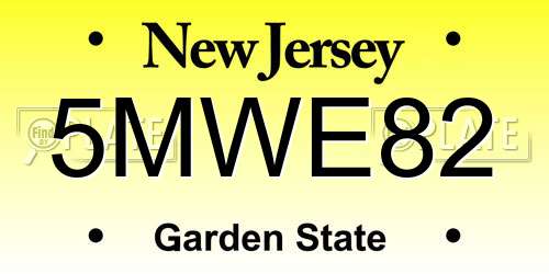 5MWE82 New Jersey License Plate