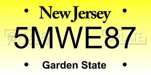5MWE87 New Jersey License Plate