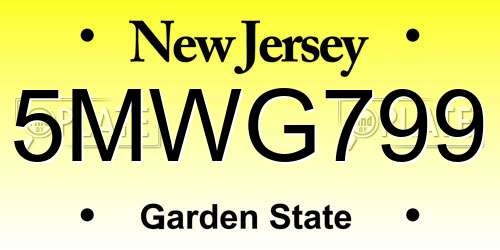 5MWG799 New Jersey License Plate