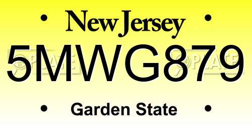 5MWG879 New Jersey License Plate