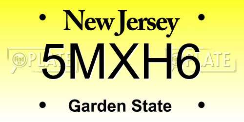 5MXH6 New Jersey License Plate