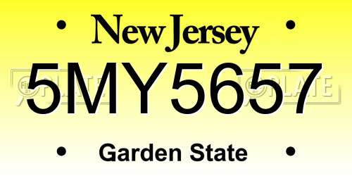 5MY5657 New Jersey License Plate