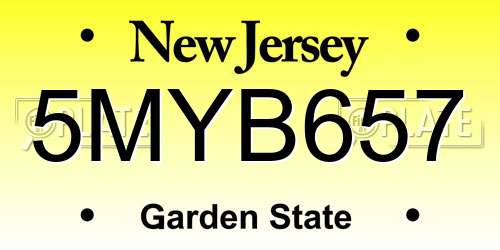 5MYB657 New Jersey License Plate