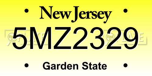 5MZ2329 New Jersey License Plate