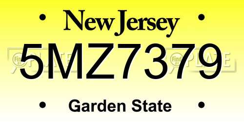 5MZ7379 New Jersey License Plate