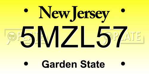 5MZL57 New Jersey License Plate