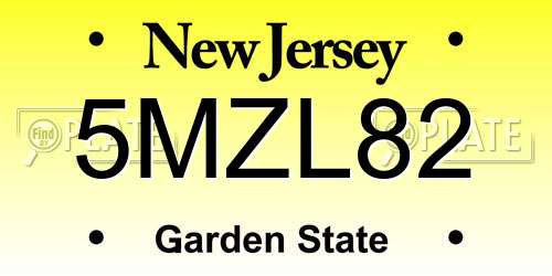 5MZL82 New Jersey License Plate