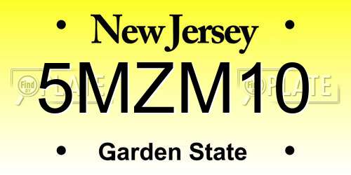 5MZM10 New Jersey License Plate